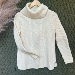 Talbots Ivory Cable Knit 100% Cashmere ☁️ Turtleneck ✨Flawless Condition✨